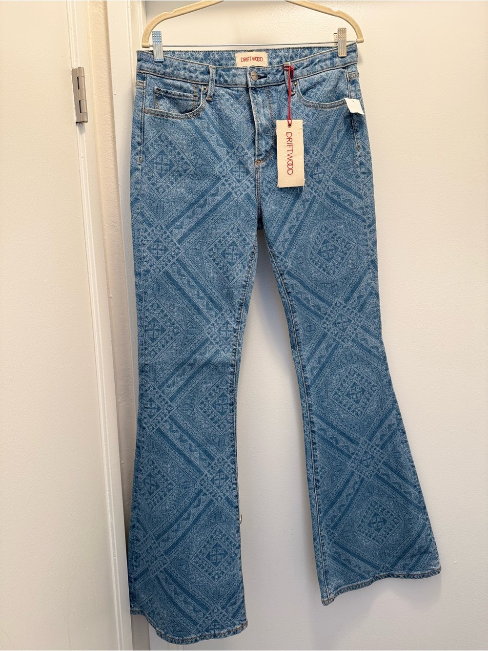 DRIFTWOOD Blue Geometric Flare Jeans